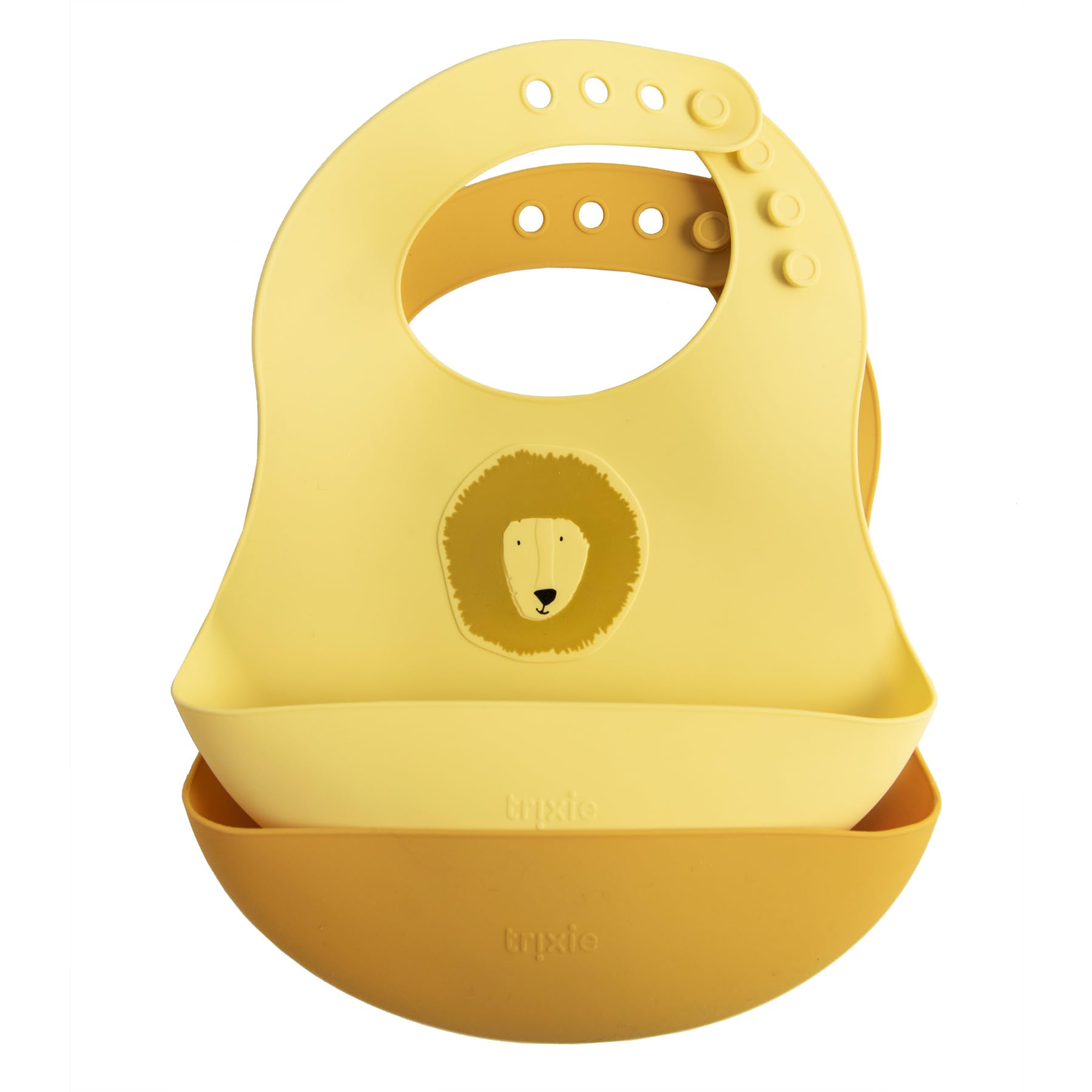 Trixie Siliconen Bib set of 2 Mr. Lion - Adjustable Baby Bibs with Food Catcher Pocket - Soft, Waterproof, and Easy to Clean - Mess-Free Feeding for Babies & Toddlers