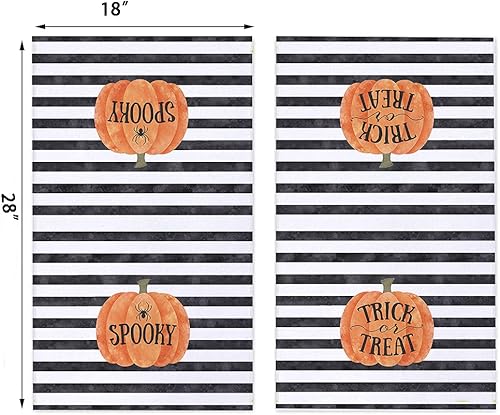 Miniatura 2 de Juego de 2 paños de cocina espeluznantes de Halloween de 18 x 28 pulgadas, juego de 2, paños de cocina de Halloween a rayas para cocinar y hornear