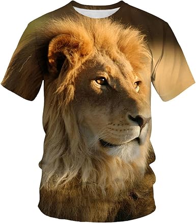 Men's T-Shirt 3D Printing Animal Lion 