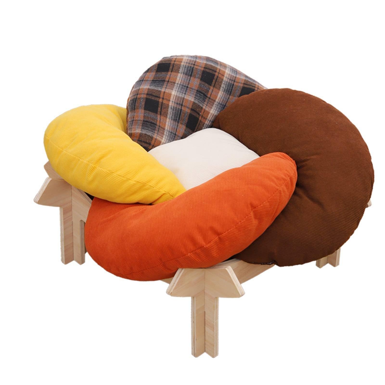 Nido per Gatti in Pile Letto Rialzato Cuccia Divano Amaca Base in Legno Multistrato Rivestimento Morbido Confortevole Traspirante a Blocchi Facile