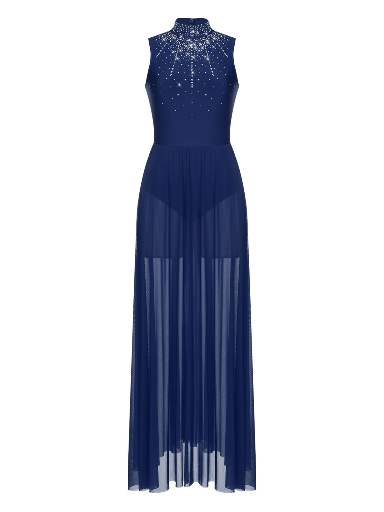 Robe de Danse Lyrique à Paillettes pour Femmes avec Jupe Longue Swing pour Valse Tango Moderne Contemporain Danse de Salon Vêtements