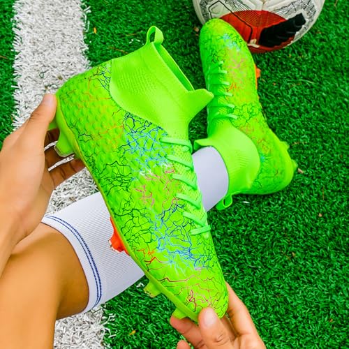 Image of Men's Soccer Shoes High-Top Soccer Cleats Outdoor Breathable Athletic Professional Spikes Youth Boys Football Shoes Unisex