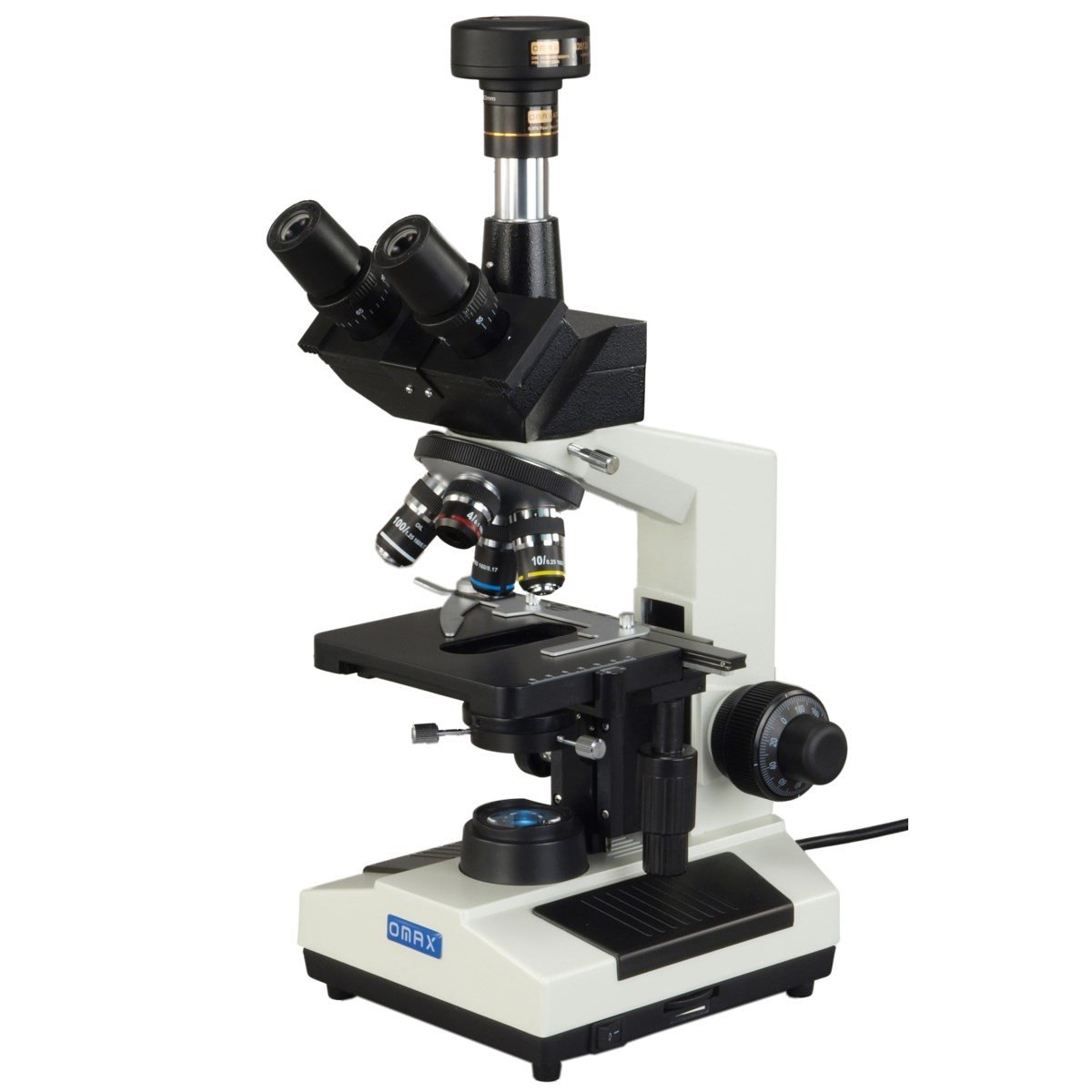 Omax Microscopio trinocular con cámara digital de 9 Mpx, 40x, 2500x, LED