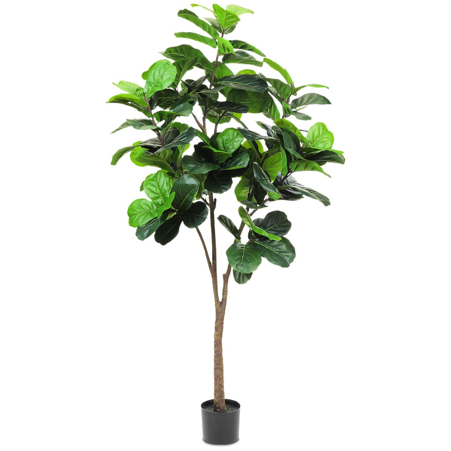 Realead Faux Fiddle Leaf Fig Tree 6 Foot - Tall 6ft Artificial Fiddle Leaf Fig Plant with 128 Leaves - Fake Fiddle Leaf Silk Tree in Pot - Artificial Trees for Indoor Home Office Living Room