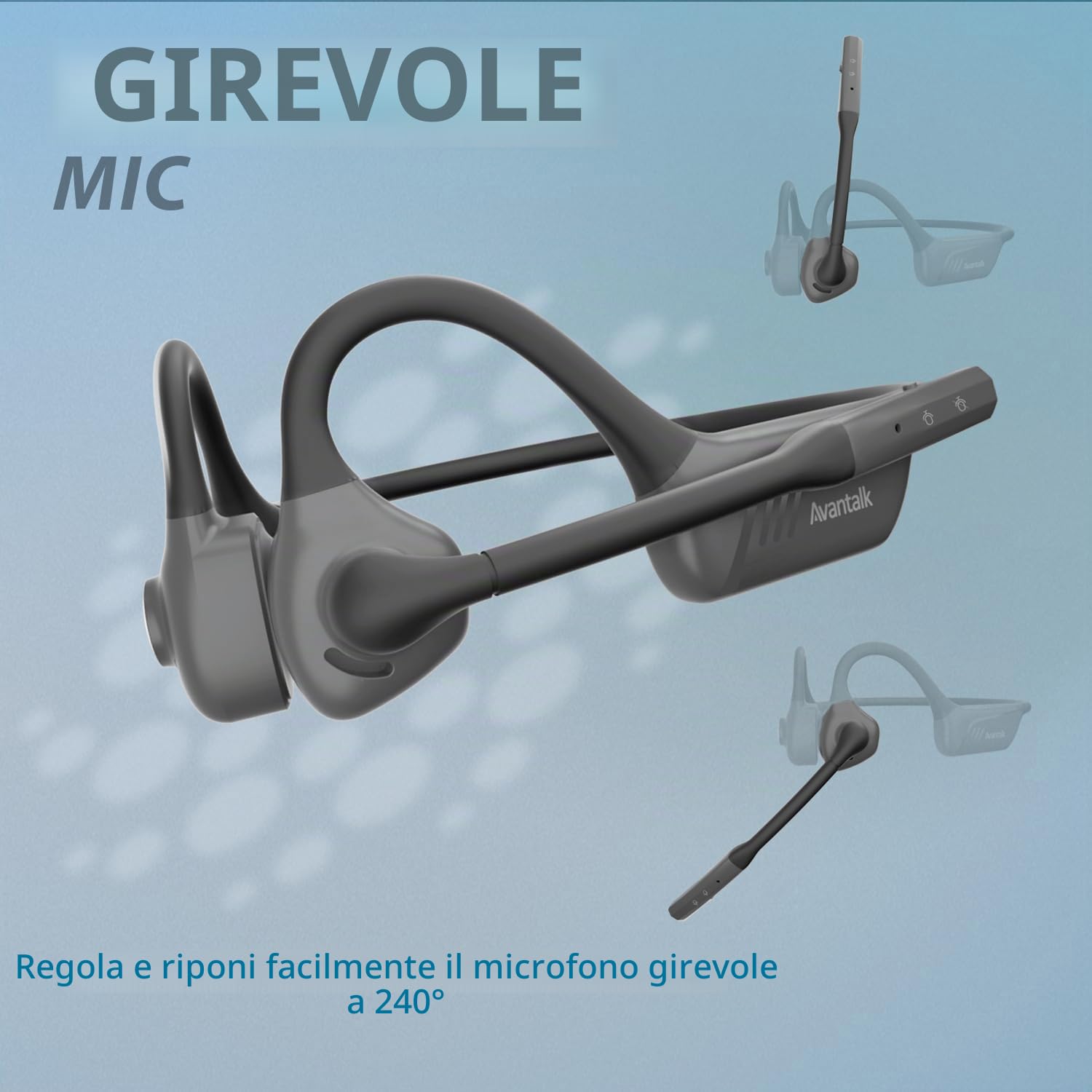Avantalk Lingo - Cuffie Bluetooth Open-Ear Microfono con Cancellazione del Rumore per PC, Computer, Laptop, Telefono, Cuffie Wireless con Consapevolezza Dintorni