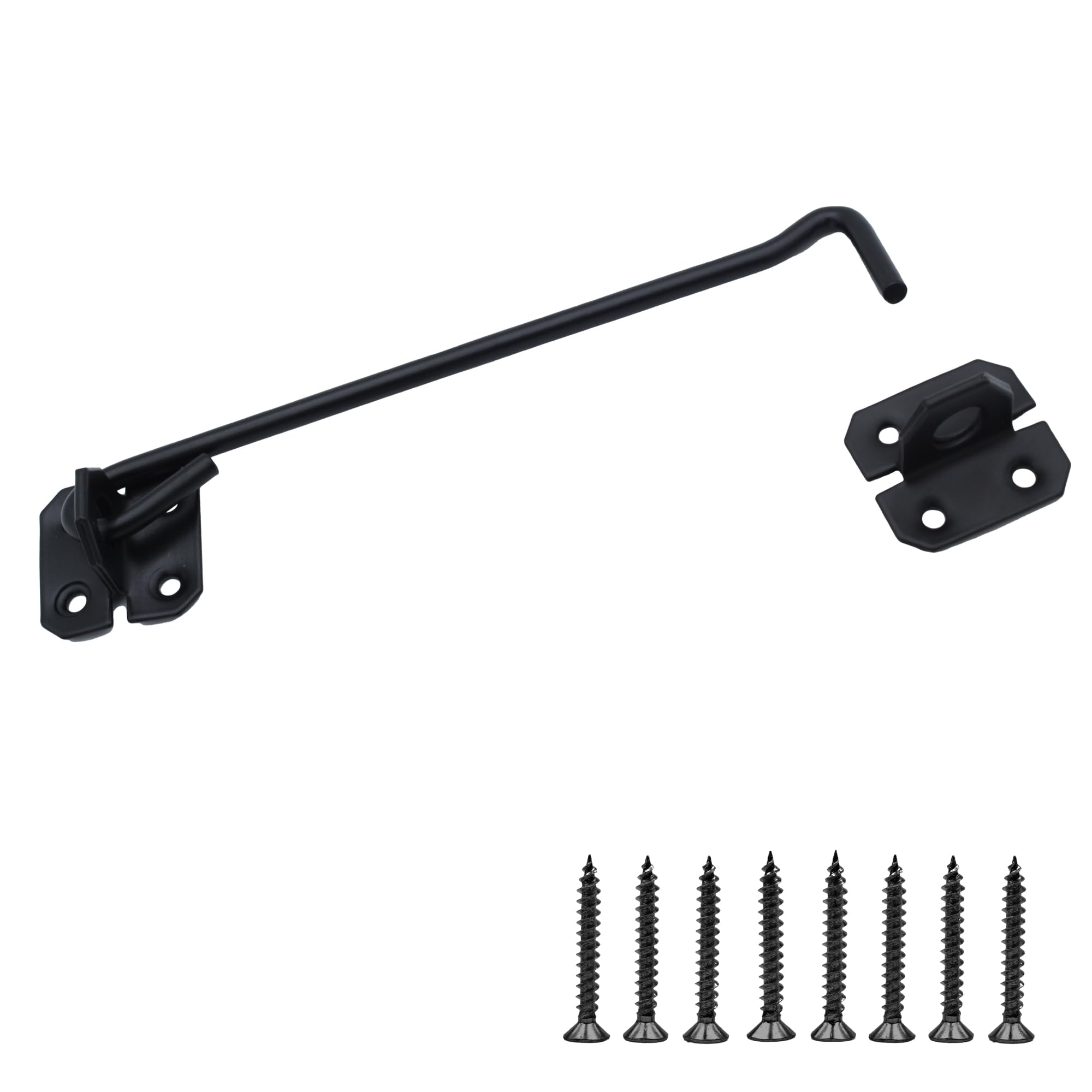 Keypak Wire Cabin Hook Traditional Style Door Gate Security Hardware Window Locks & Latches Finish and Installation Kit (Black, (L)200mm)