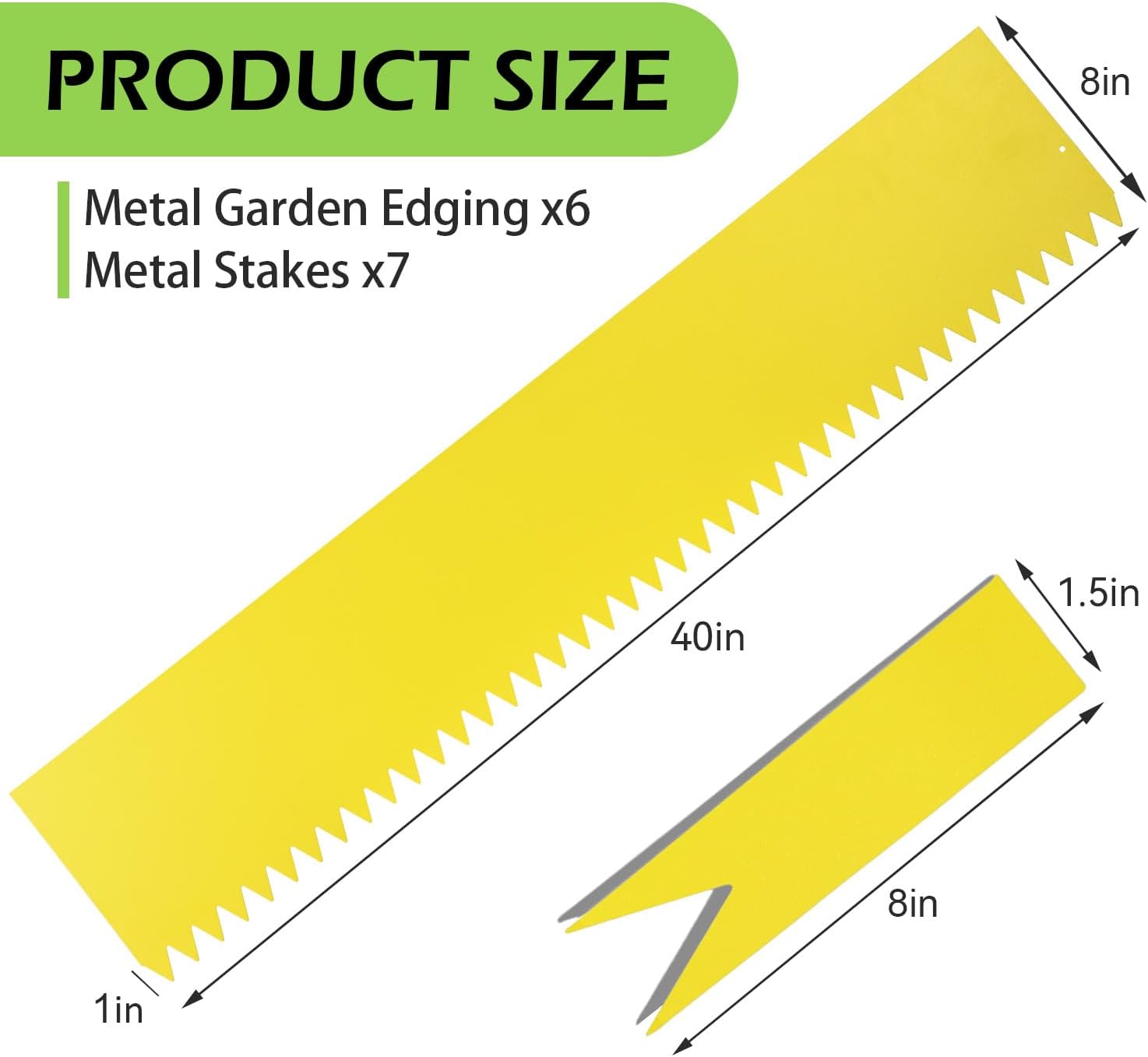 Landscape Edging Kit, Galvanized Steel Edging Landscape Lawn Edging Powder for Lawn Yard, Coated Bendable Metal Strips, No-Dig Hammer-in Edging Border w/Clips (8 INCH 6 PCS, Gold) Gold Gold 8 INCH 6 PCS