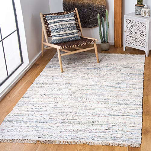 Tapete Boho de Algodón 4' Cuadrado Ivory y Multicolor