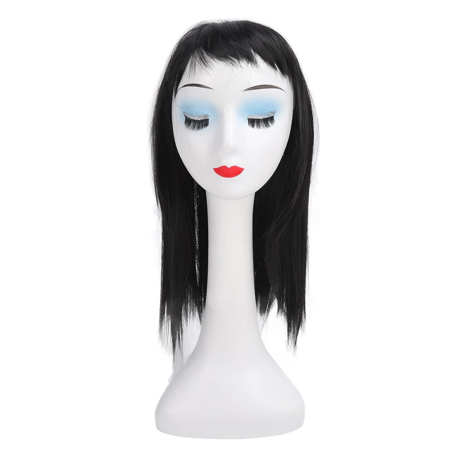 Pilipane Children Wig Girl Bangs Periwig Long Straight Wig Black Full Topper Top Hair Replacement Stylish Wig For Parties Halloween Costume Play High Temperature Synthetic Hair