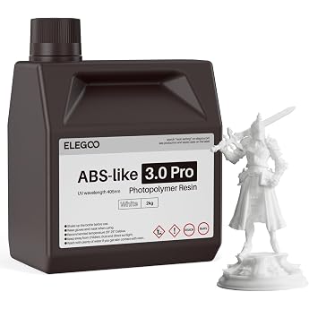 ELEGOO ABS Like 3.0 Pro 3D Printer Resin White Enhanced Strength and Toughness High Precision Low Viscosity 405nm for LCD/DLP