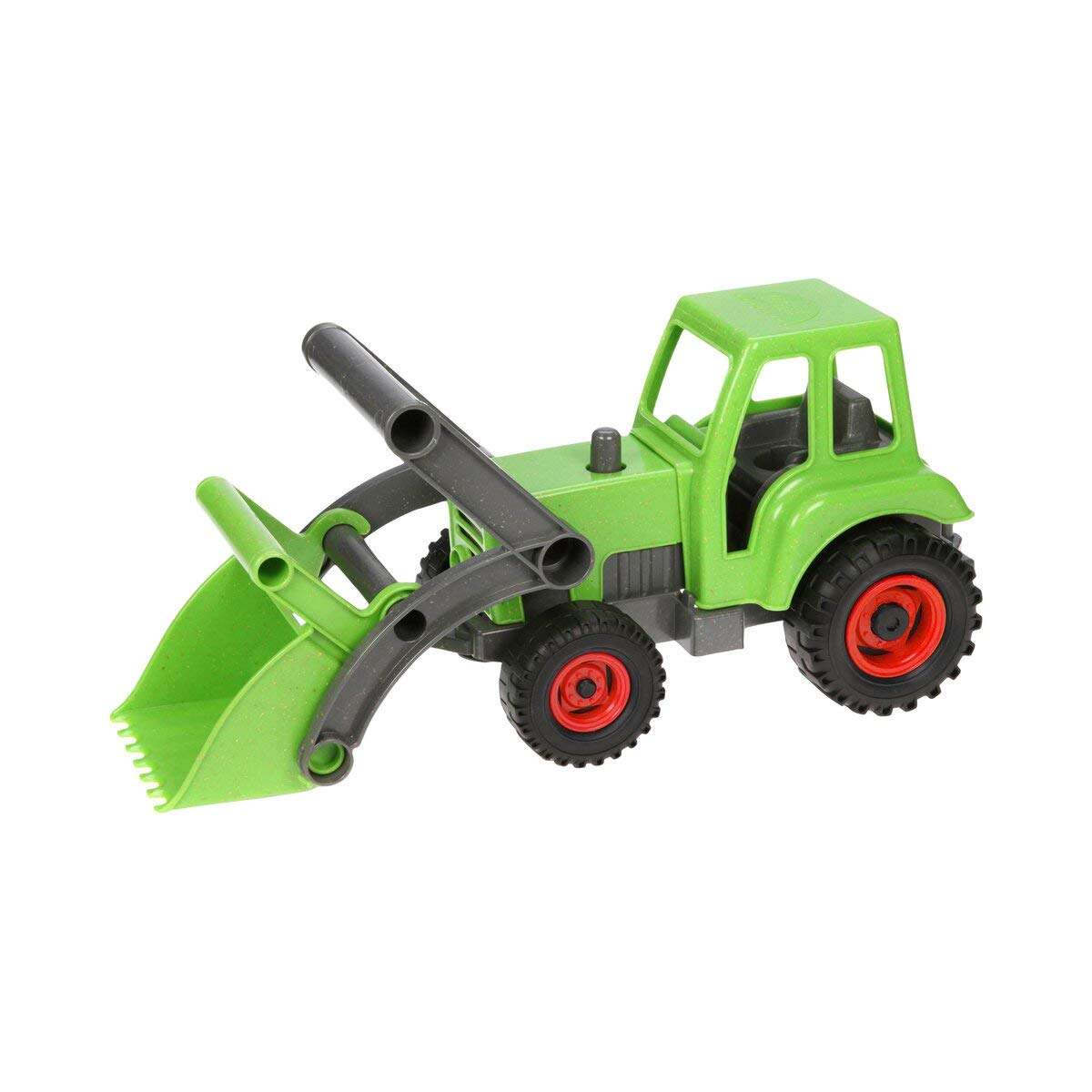 Lena 04213 EcoActives Traktor mit Frontlader, Nutzfahrzeug ca. 35 cm, robuster grüner Trecker mit Schaufel, natürlicher Holzgeruch durch ökologischen Holzanteil, Spielfahrzeug für Kinder ab 2 Jahre
