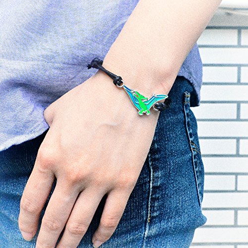 Pterodactylus Dinosaur Charm Color Change Mood Bracelet For Boys Girls Dino Jewelry3