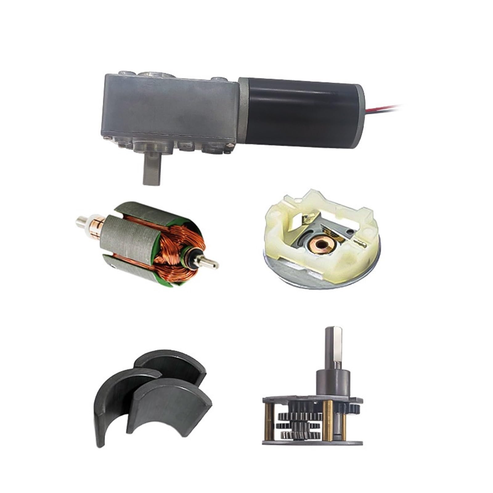 Mikro-Elektro-Getriebemotor mit hohem Drehmoment, 5840-31ZY Gebürsteter DC-Reduktionsmotor mit Schneckengetriebe 12 V/24 V 5-470 U/min Doppelte selbstsichernde Welle (12V27 U/min)