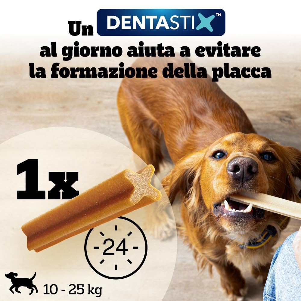 Pedigree Dentastix Snack per la Igiene Orale (Cane Medio 10-25 kg), 180g 105 Pezzi - 15 Confezioni da 7 pezzi (105 Pezzi totali)