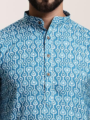 Image of SOJANYA (Since 1958 Men's Cotton Print Kurta & Churidar Pyjama Set