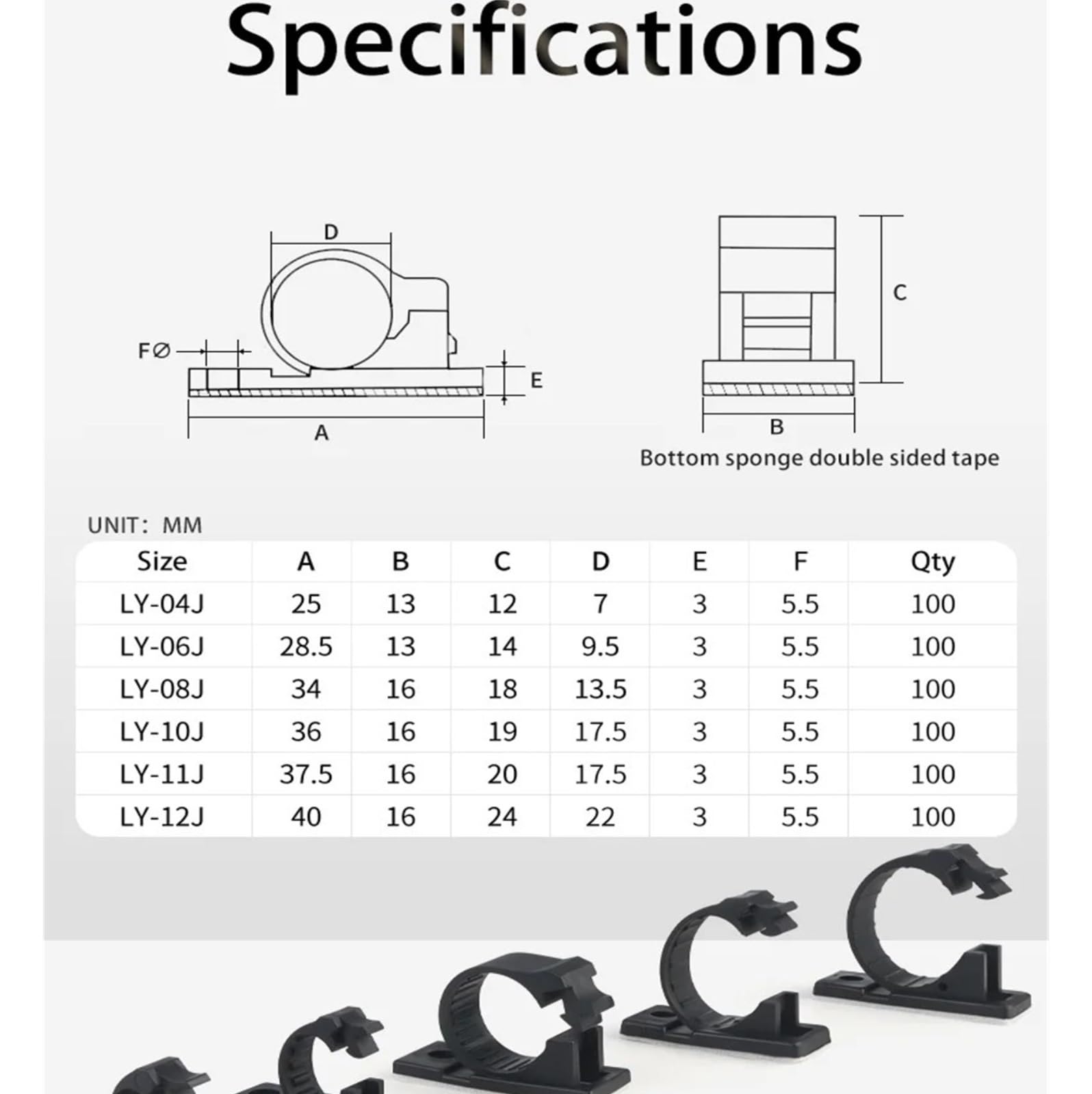 Clips De Cable Ajustables, Compatibles Con Universal