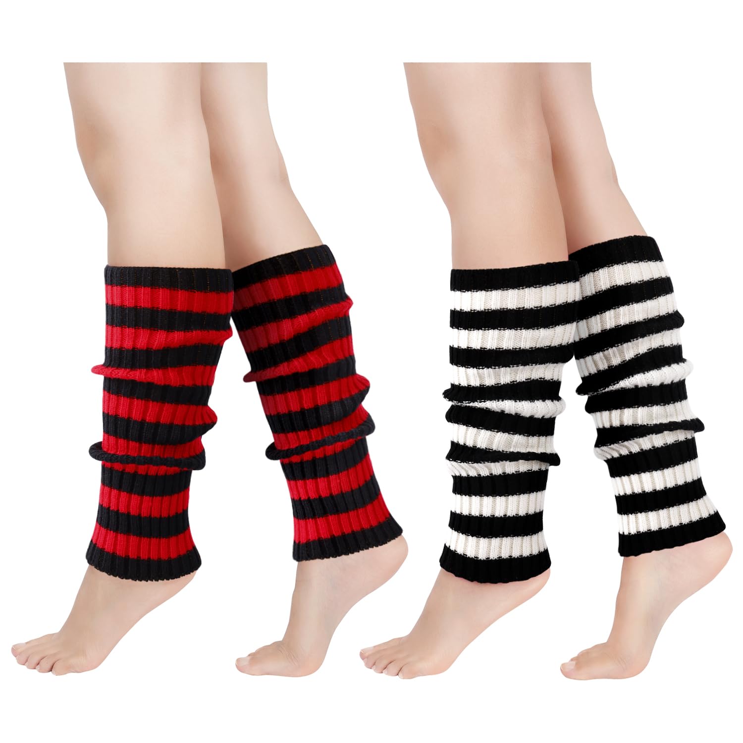 Junely 2 Pairs Leg Warmers for Women 80s Ribbed Knit Leg Warmer Pack for Ballet Dance Figure Skating