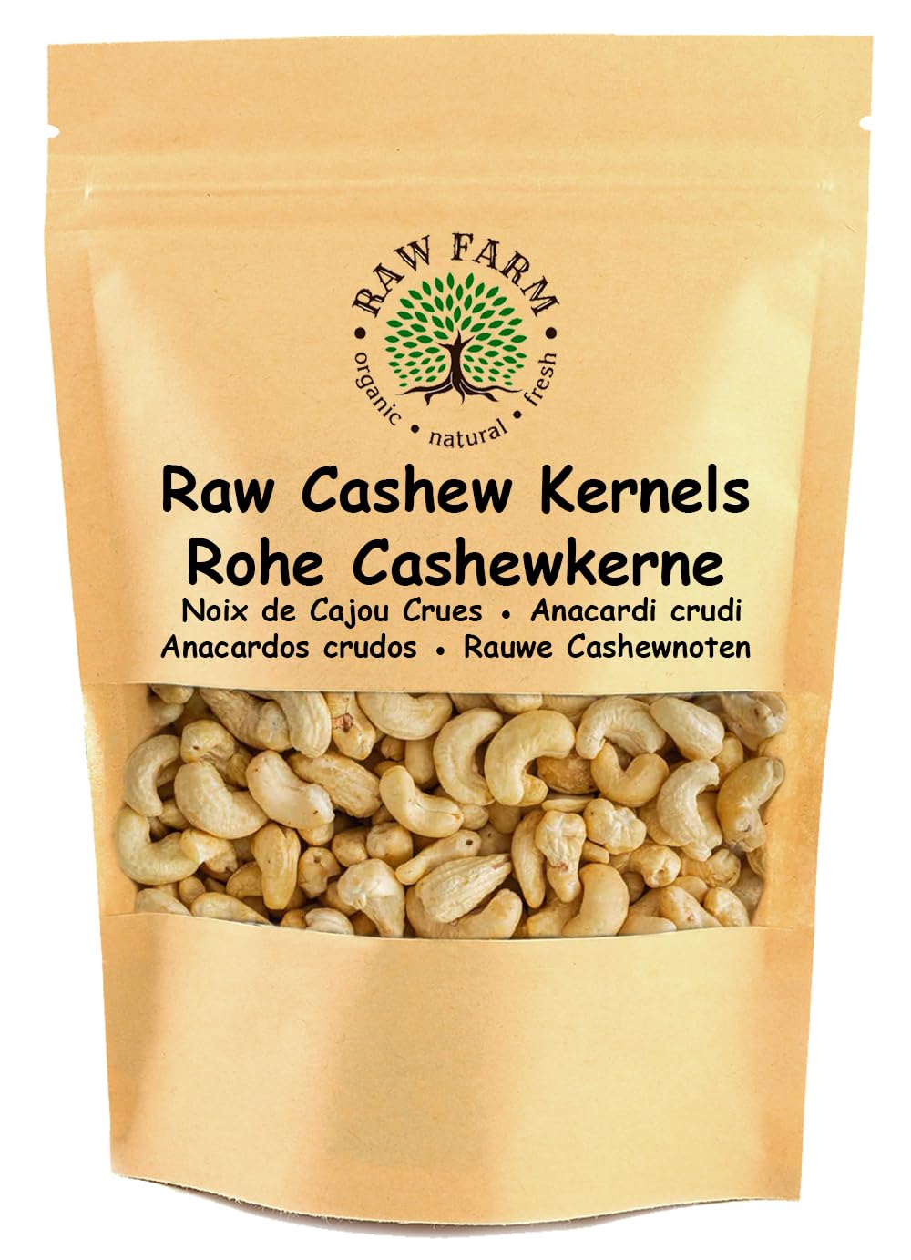Raw Farm – Anacardos crudos enteros – 1 kg – sin gluten, sin soja, nueces naturales