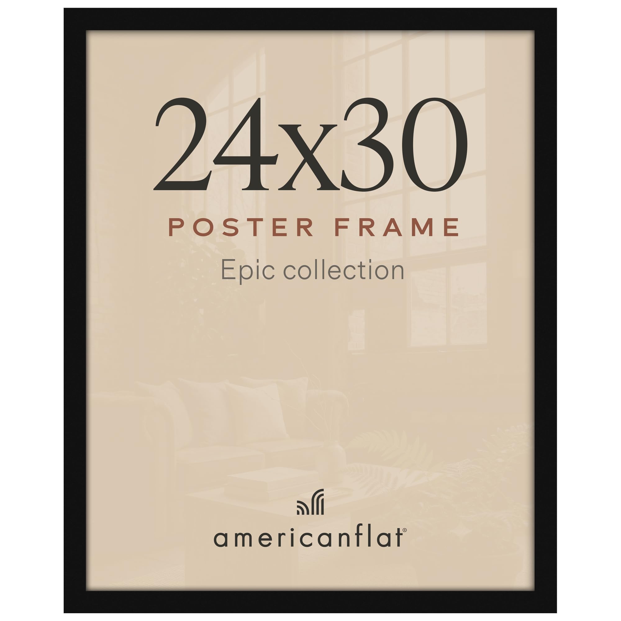 Americanflat 24x30 Poster Frame - Engineered Wood - Black