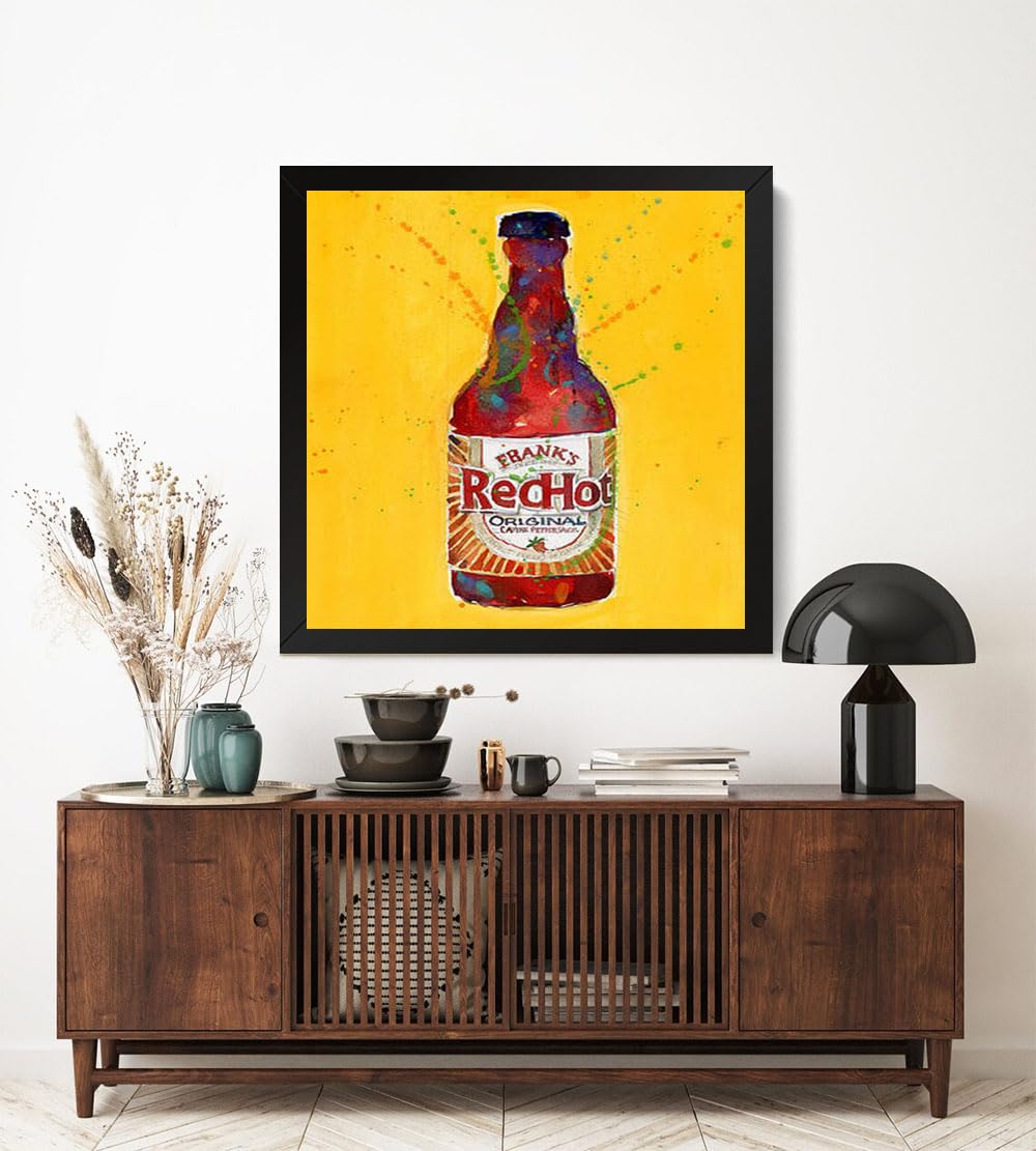 Printed Photo Frame Matte Painting for Home Office Studio Living Room Decoration (17x17inch Black Framed) - Frank's Red Hot