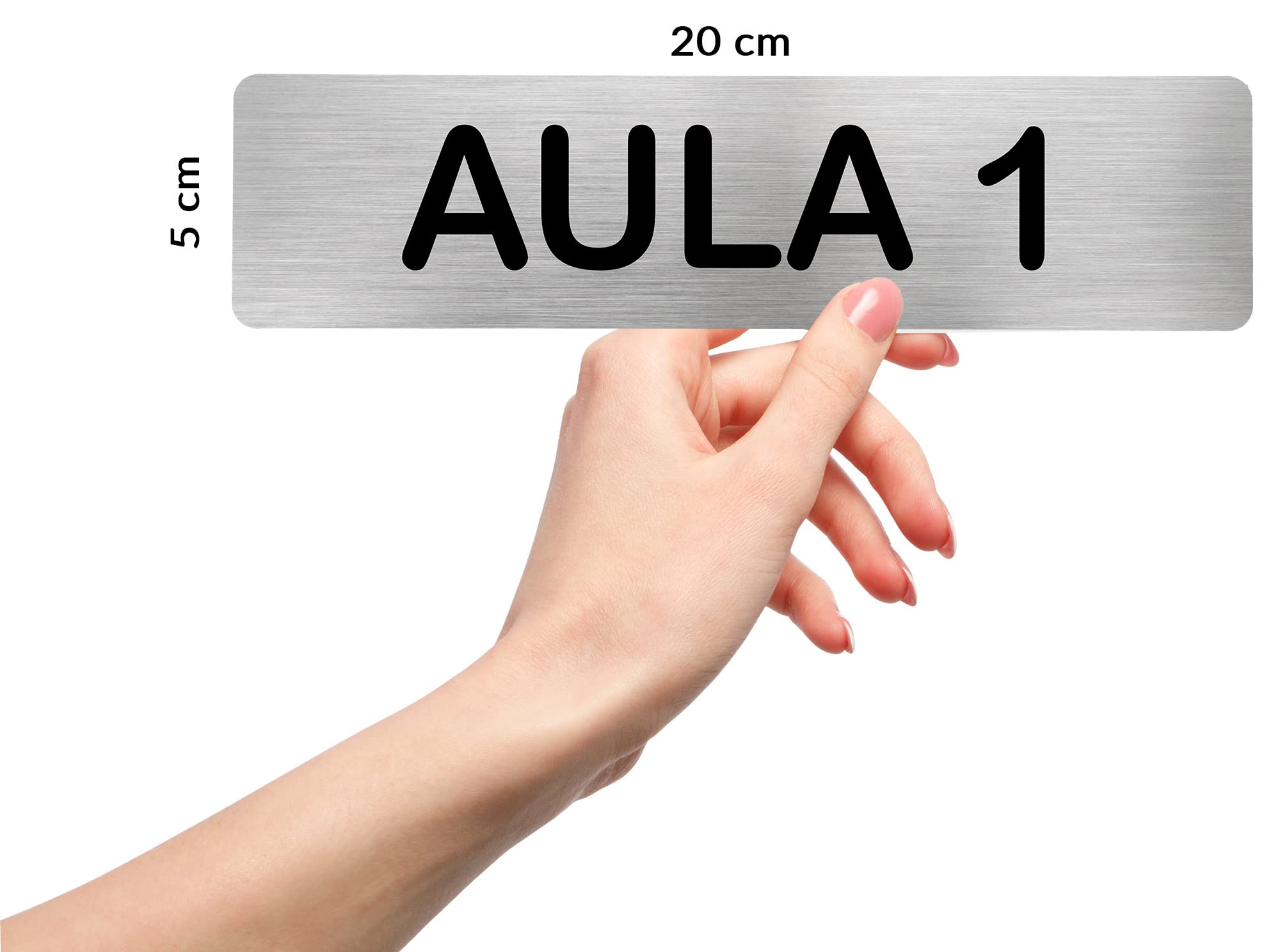 Cartello Porta SALA 1 In Acciaio Inox – Targa Informativa 200x50mm Per Uffici E Aziende, Facile Da Installare, Prodotto In Spagna - 3
