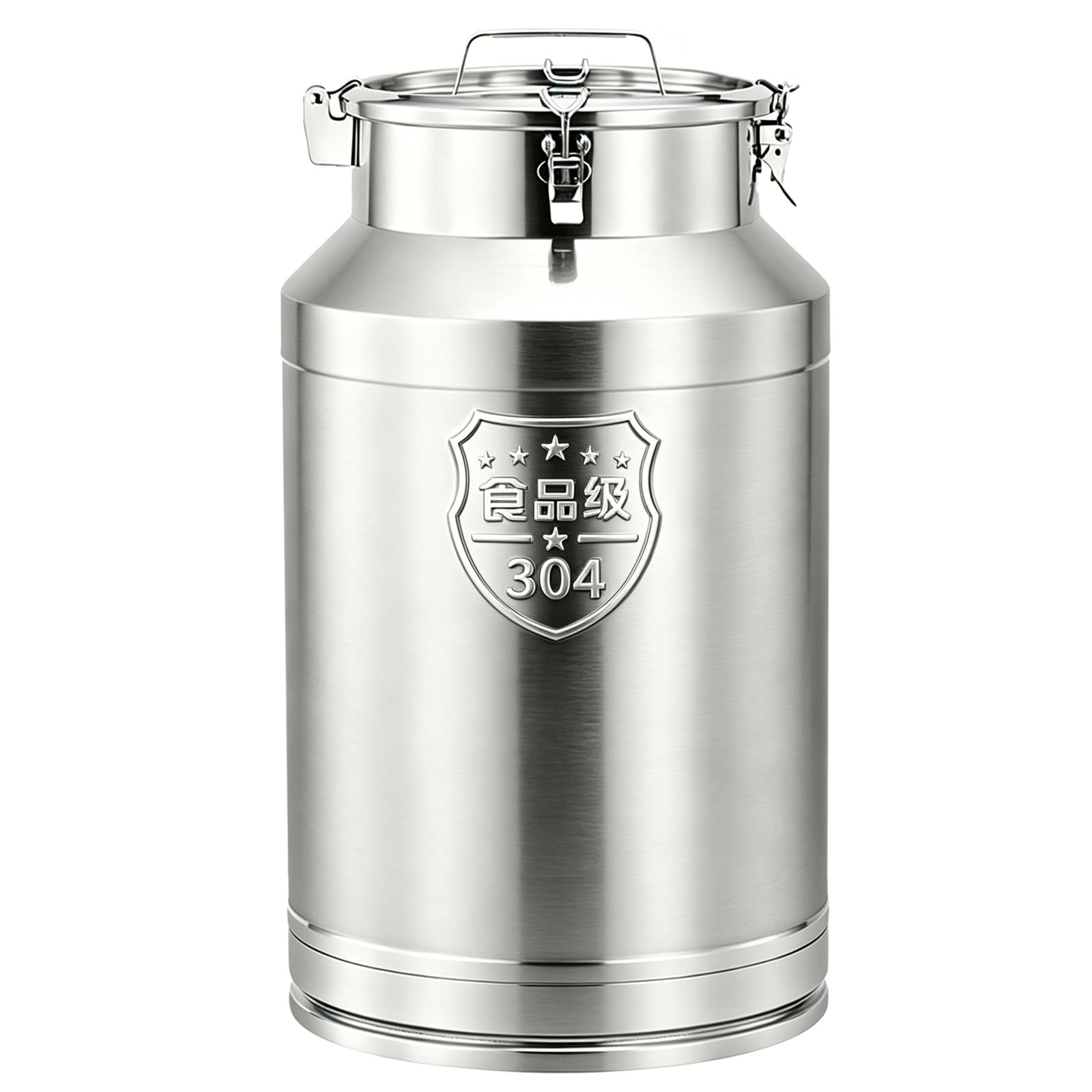 Zihpil Milk Churn 304 Stainless Steel Wine Pail with Adjustable Tension Lock(15L/4.0gal)
