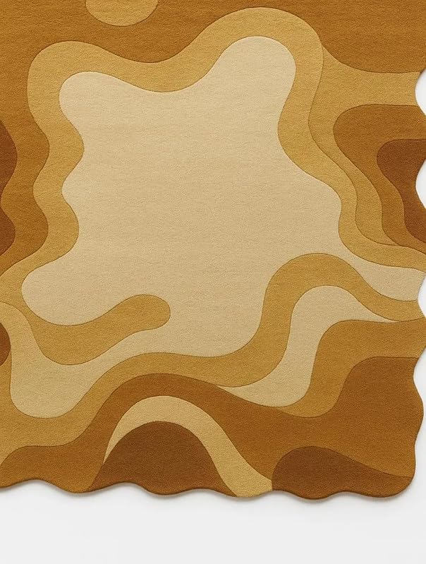 Image of Modern Abstract Hand Tufted Wool Floor Carpet for Home decore Living Room|Home and Bedroom & Hall 3x5 feet (90 x 150cm) Gold H29