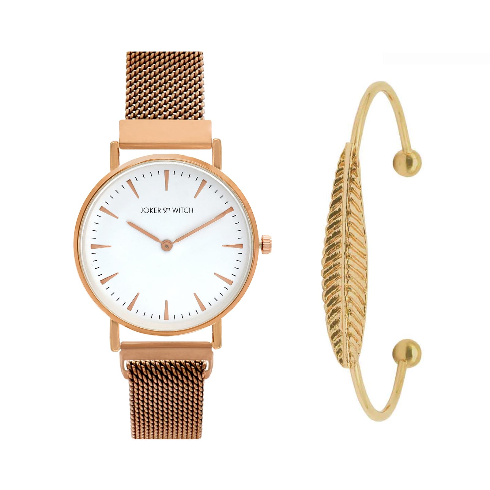 Joker & Witch Stainless Steel Women Bella Analog White Dial Watch Bracelet Stack Combo, Band Color:Black (B0C7L7B3SW) Amazon Price History, Amazon Price Tracker