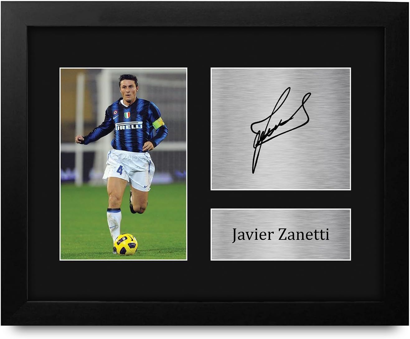 HWC Trading Javier Zanetti Inter Milan Framed Gifts Printed Signed Autograph Picture for Football Fans and Supporters - US Letter Size