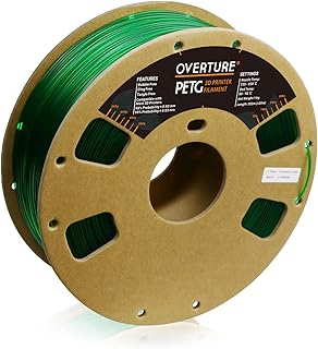 OVERTURE Clear PETG Filament 1.75mm, PETG Transparent Green,1kg Filament(2.2lbs), Dimensional Accuracy 99% Probability +/-0.03mm, Fit Most FDM Printers