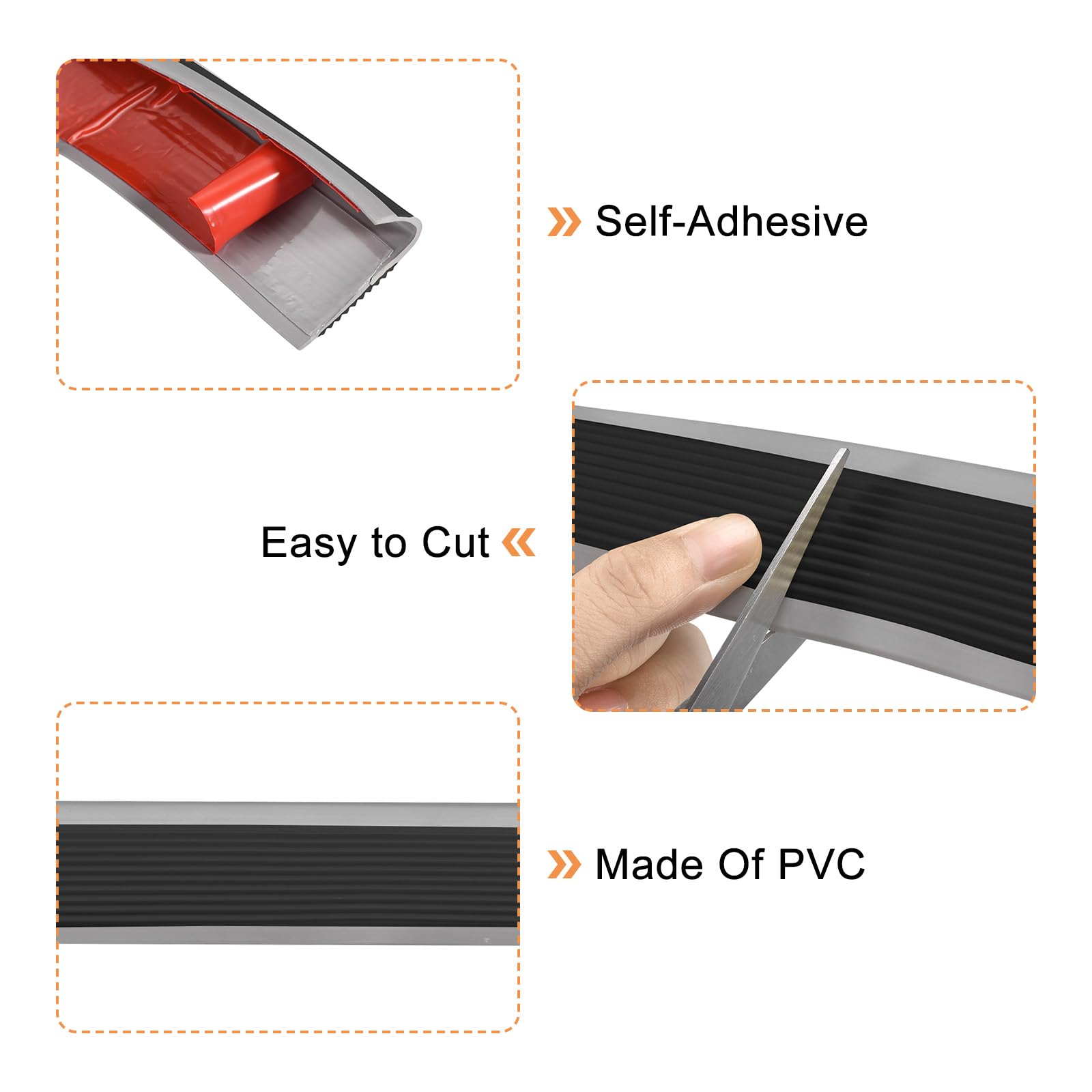 uxcell 1Pcs Stair Nosing, Vinyl Stair Edge Protector, Anti Slip Step Trim for Stair Edging Stair Edge Trim - Image 3