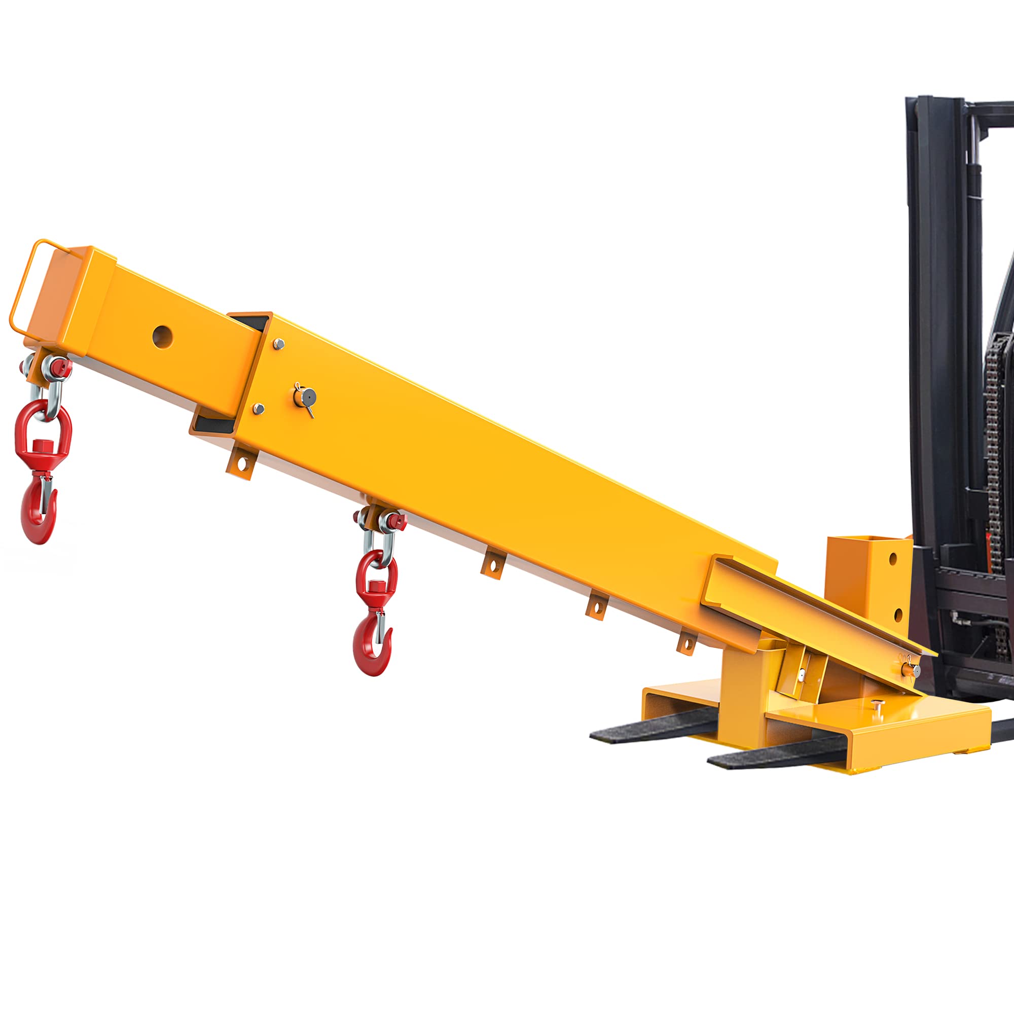 YINTATECH Forklift Mobile Crane 6000lbs/3T Capacity,Adjustable Hoist Pivoting Forklift Jib Boom Crane Forklift Lifting Attachment 2 Hooks Hoisting Attachment for Forklift