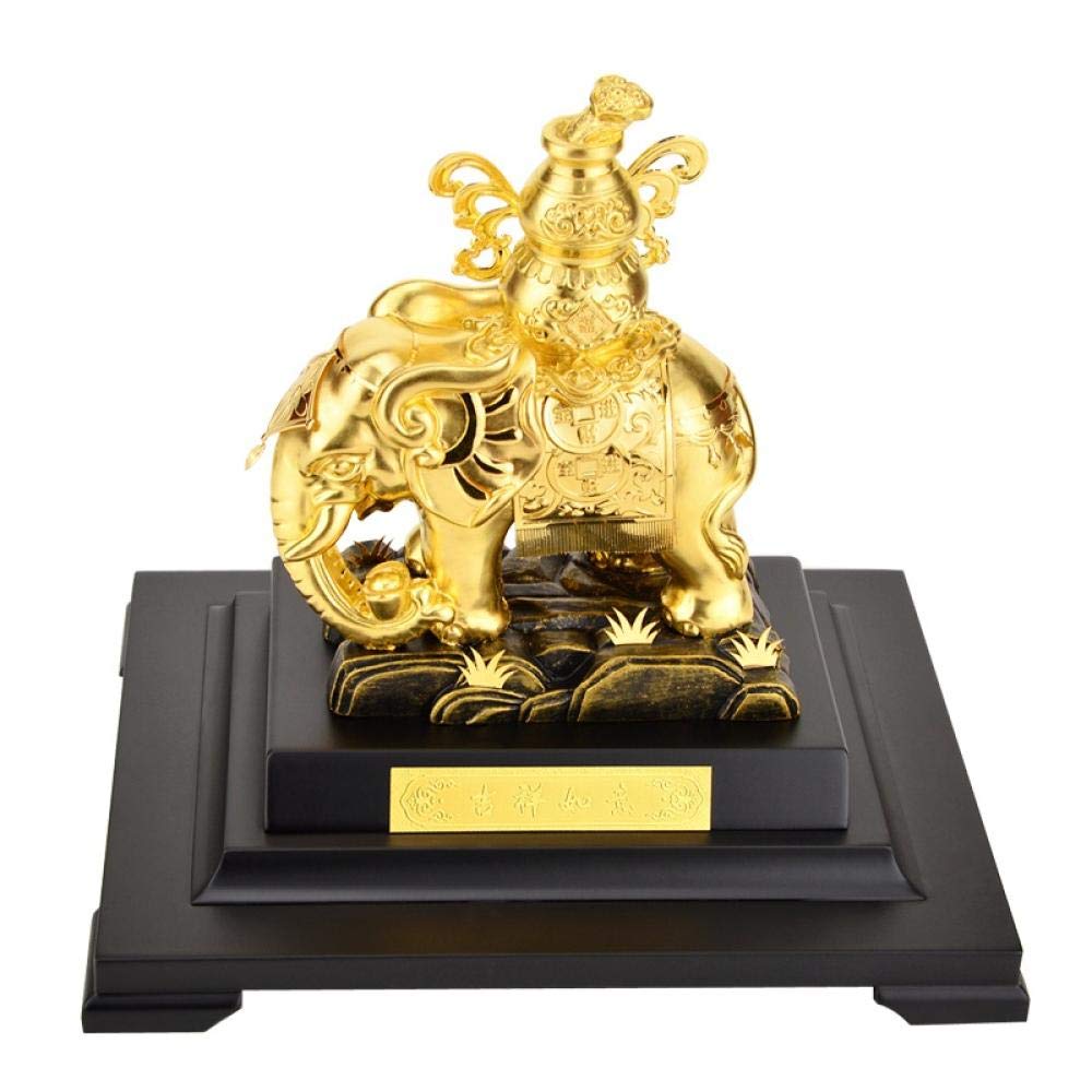 Statue éléphant doré figurines d'art haut de gamme pour intérieur