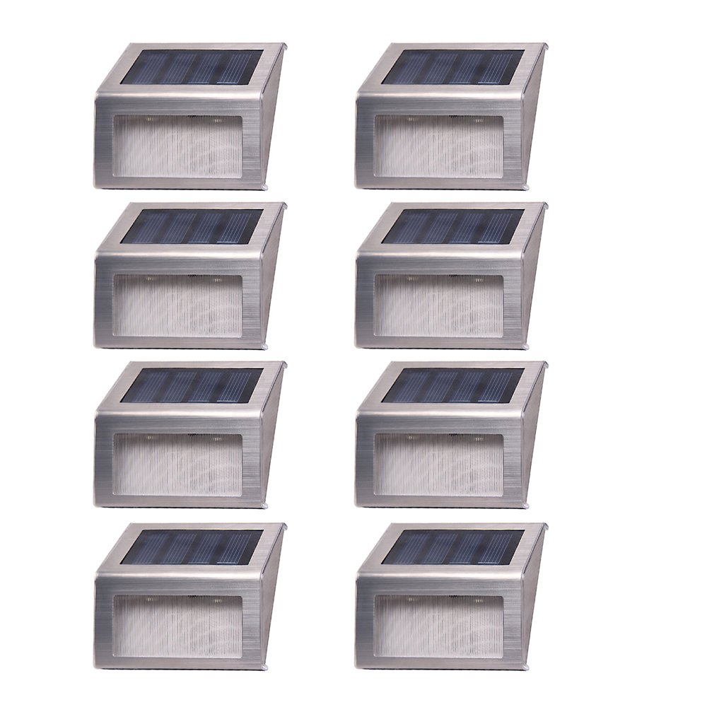 Lumière d'escalier sans fil à 2 LED solaire allumage extinction automatique pour éclairage escaliers chemins terrasses ensemble de 8 luminaires modernes