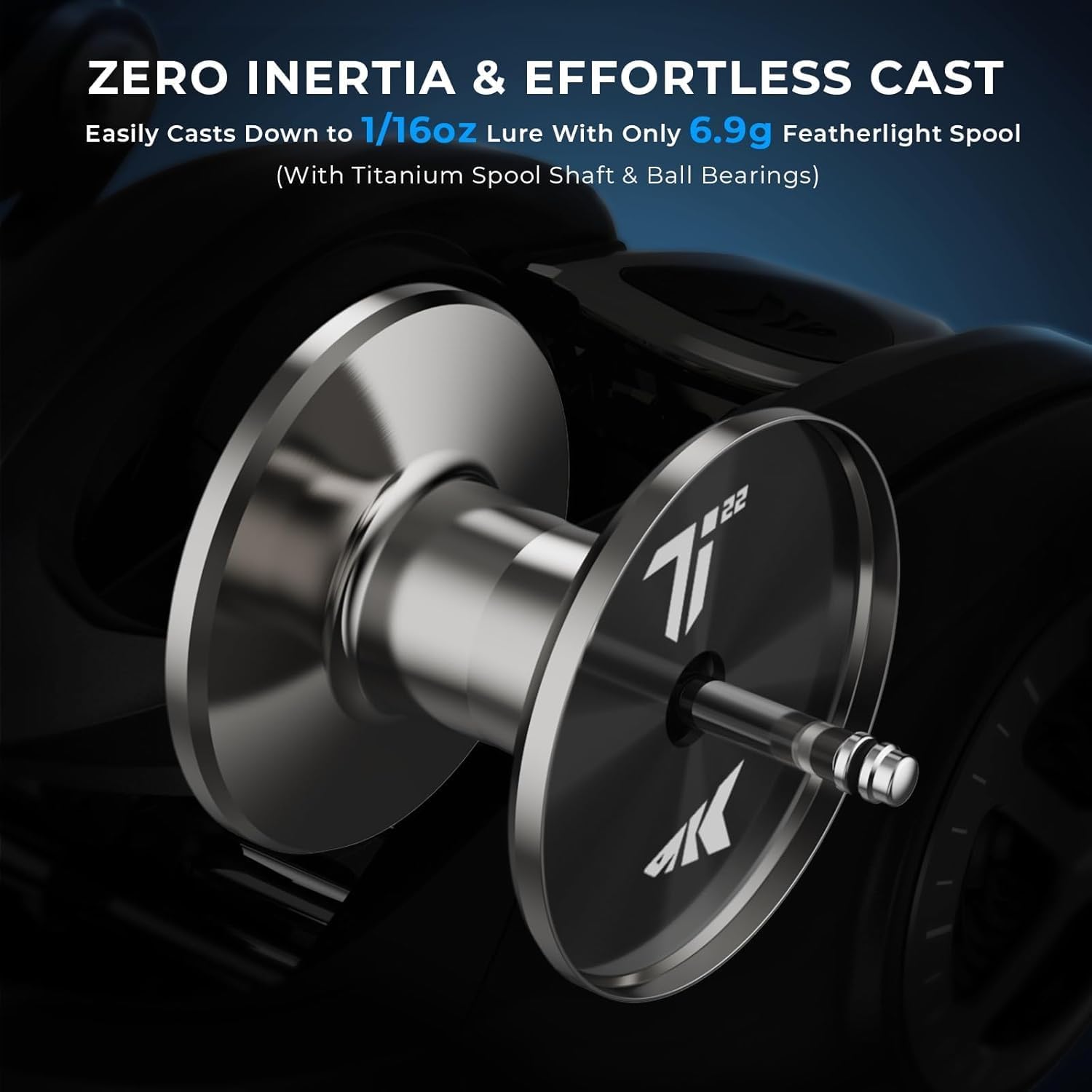 KastKing Mg-Ti Elite Baitcasting Reel with True Titanium Spool, Halo Vortex Magnetic Braking System, Digi-Cut Magnesium Body Frame, TiCon Carbon Fiber Side Covers, 2+9+1 Ball Bearings