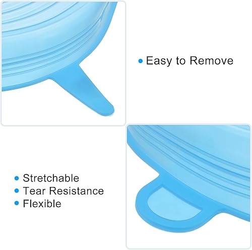 Miniatura 10 de uxcell Tapas elásticas de silicona, paquete de 4 tapas redondas de 3.74 pulgadas, tapas de silicona reutilizables para tazas, cuencos y fundas para