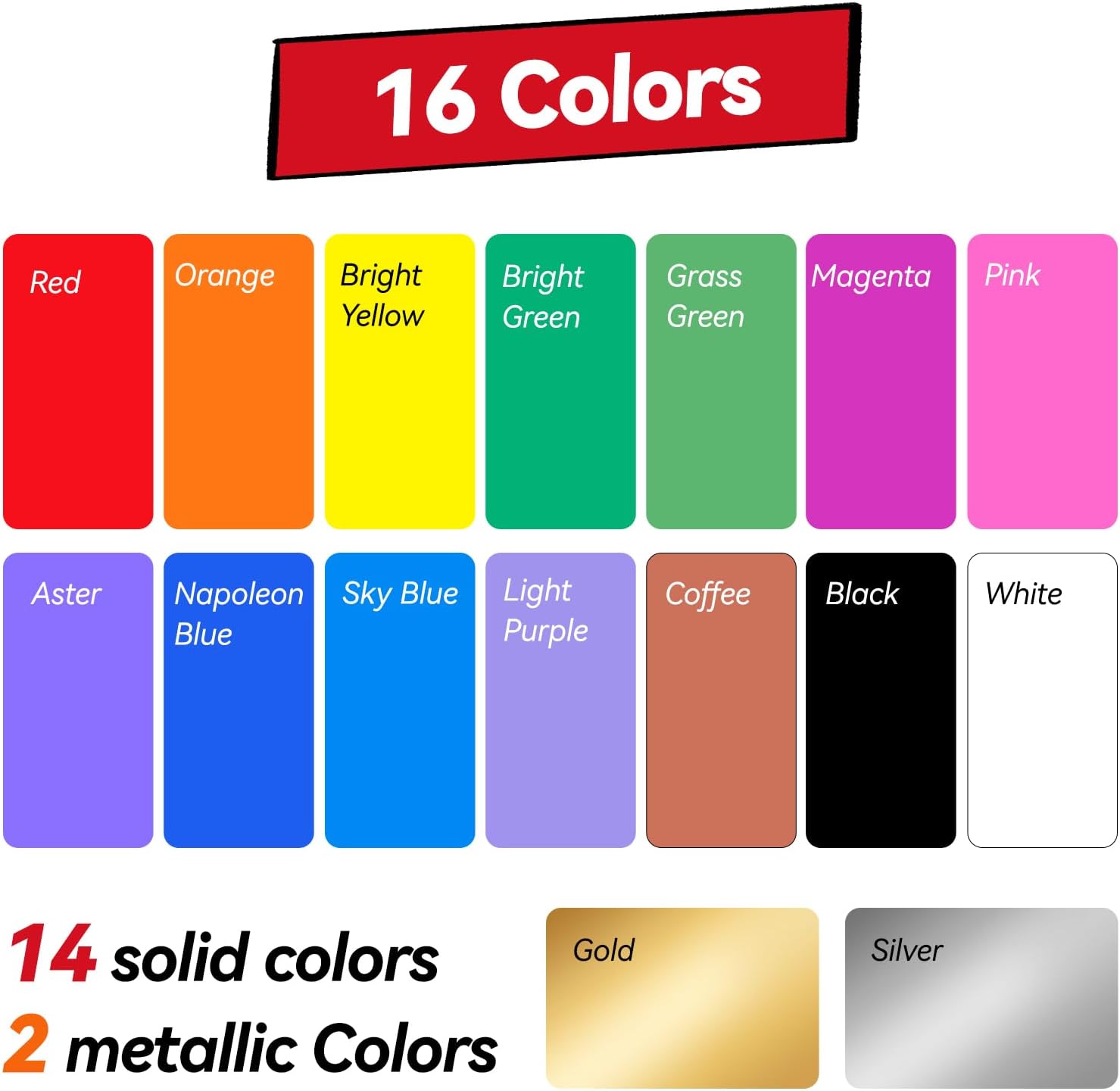 Coogert 16 Colors Jumbo Poster Markers, 15MM Thick Permanent Acrylic Graffiti Markers, Wide Tip Paint Marker for Canvas, Posters Board, Fabric, Window, Wood,Teachers,Banner painting supplies