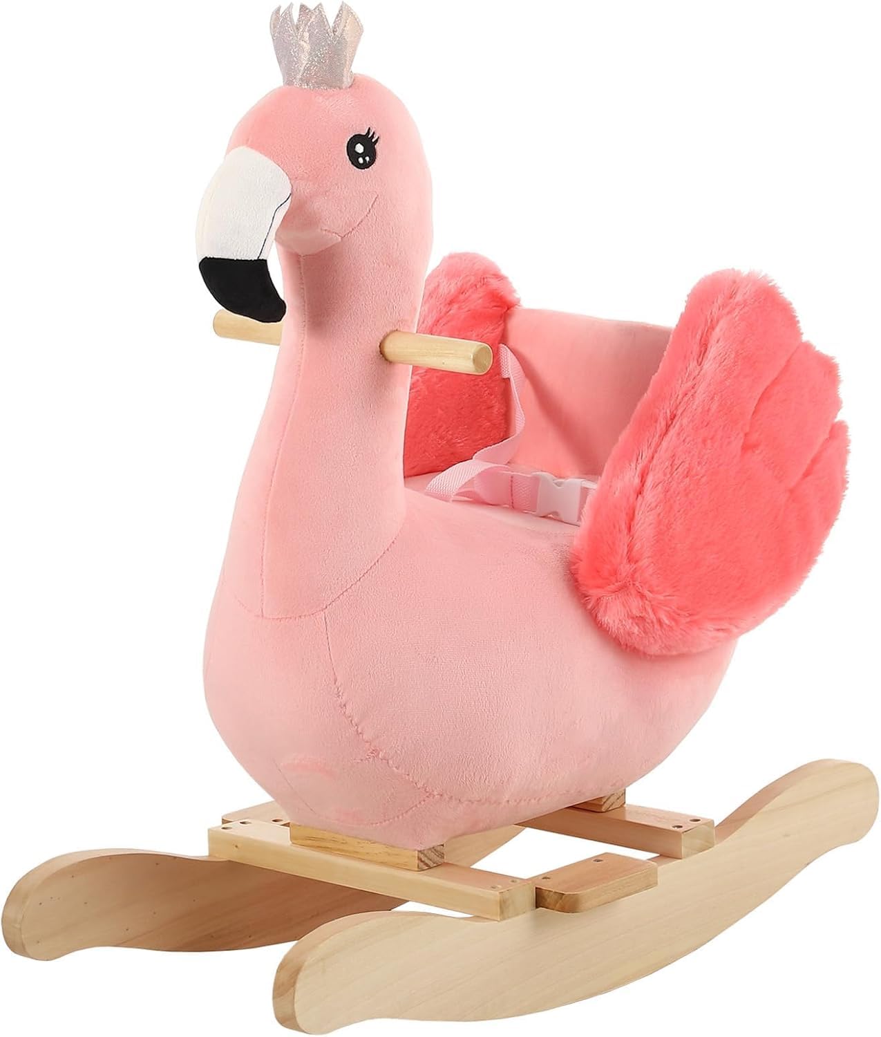 FUNLIO Flamingo Baby Rocking Horse for Toddlers 6 Months to 3 Years, Cute & Graceful Pink Swan Rocker for Baby Girl, Stuffed Plush Ride-on Rocking