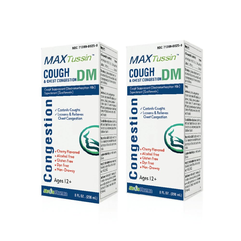 MAX TUSSIN Cough and Chest Congestion DM | 8oz | 2 Pack, Clear