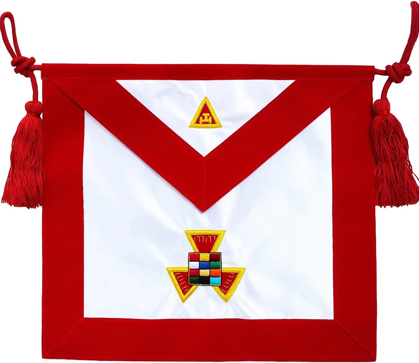 BRICKS MASONS Past High Priest Royal Arch Chapter Apron - Red Velvet & Gold Embroidery