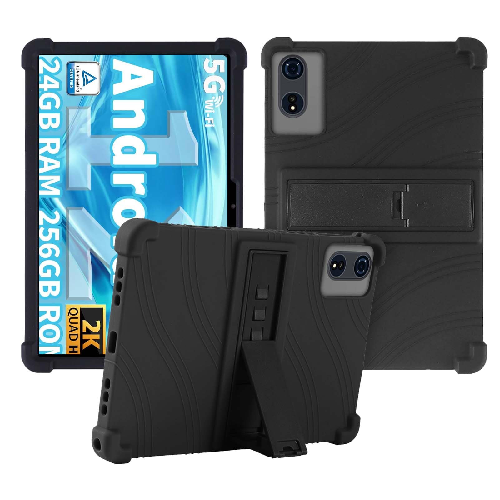 Case for QDDQ TAB9 Tablet 12 inch,Soft Silicone Protector Cover,Kids Friendly,Adjustable Stand Tablet Cover,4 Corners Thicken Shockproof,Black