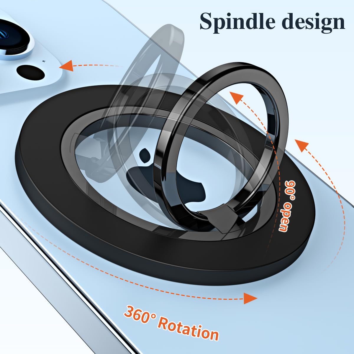 Magnetischer Handy-Ringhalter Mit Strass – 360° Drehbar, Für MagSafe & Alle Smartphones, Silber
