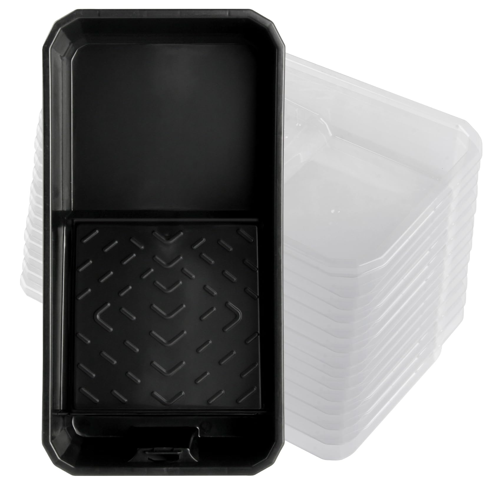 Plateau à peinture noir avec 13 inserts transparents 29,5x15,5 cm pour rouleaux de 10,2 cm