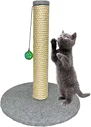 Arranhador para Gatos Torre Base Grande com Carpete Brinquedo Interativo Sisal 8mm (Cinza)