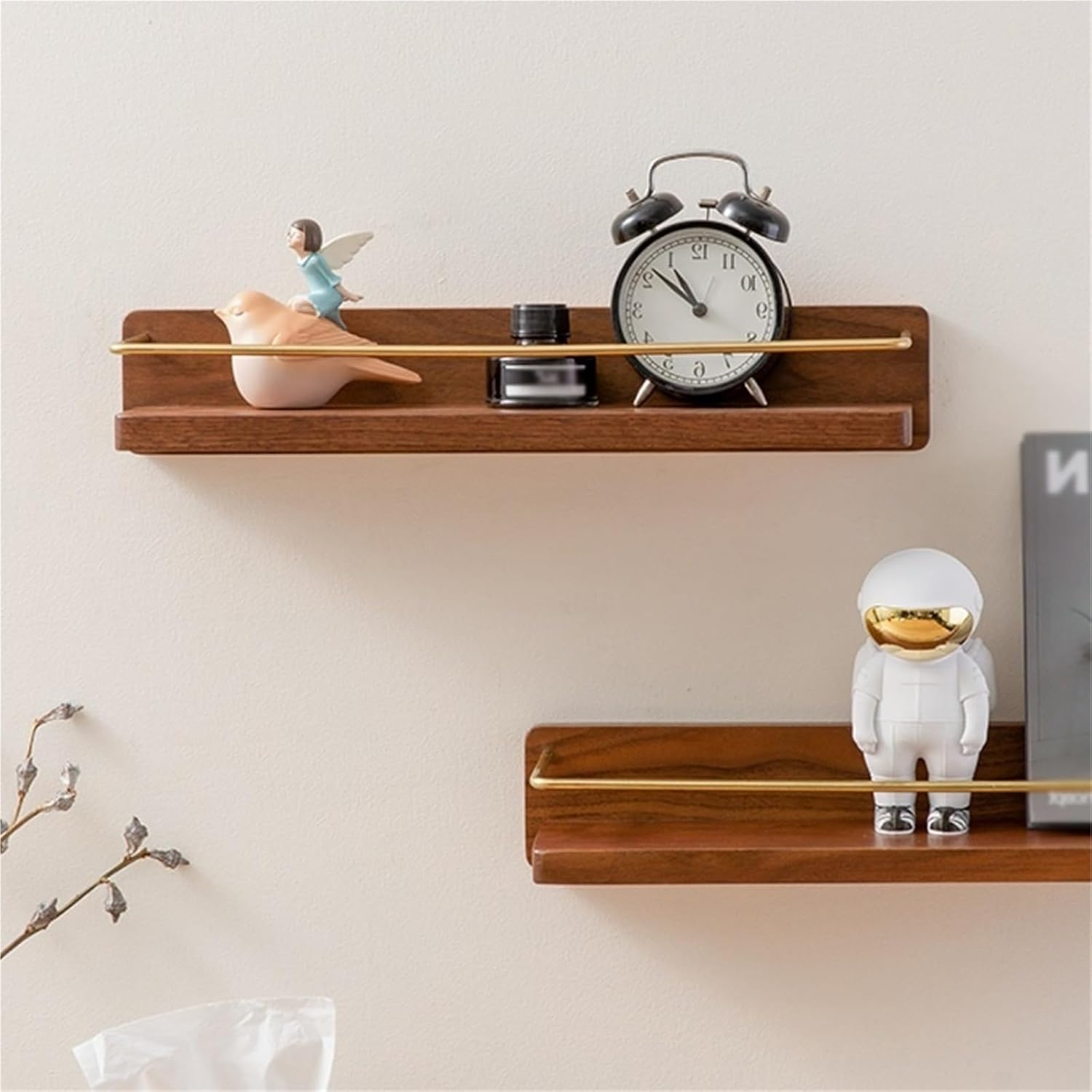 Solid Wood Shower Caddy Shelf Organizer Rack Wall Mounted Bathtub Organizer