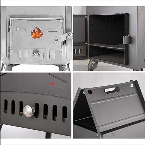 Miniatura 3 de GladyStore Estufa de tienda, estufa de leña, estufa de leña, estufa de leña portátil, calentador de tienda para acampar, estufa de leña portátil,