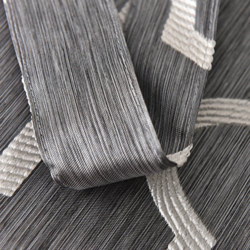 Napearl Jacquard Geometric Tie Up Balloon Curtain Roman Rod Pocket (55" Wx63 L, Gray) #TOP6