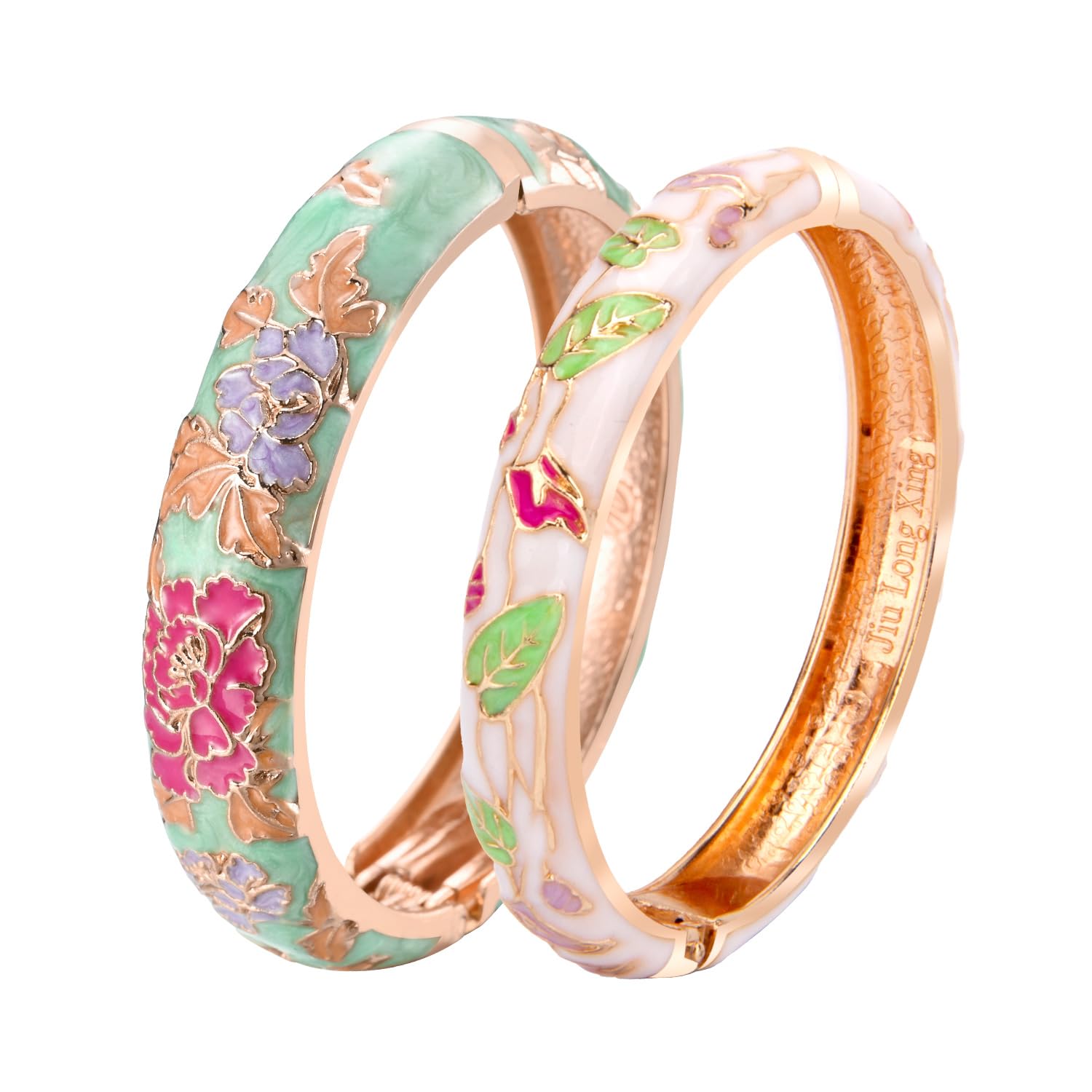 UJOY Cloisonne Bangles Gorgeous National Floral Panda Set Enameled Plated Handcrafted Bracelets Jewelry Gifts 55C43