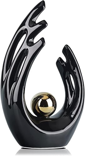 95 pulgadas de alto acento estético negro de decoración de habitación soporte de TV centro de mesa funky centro de mesa negro arte abstracto estatua