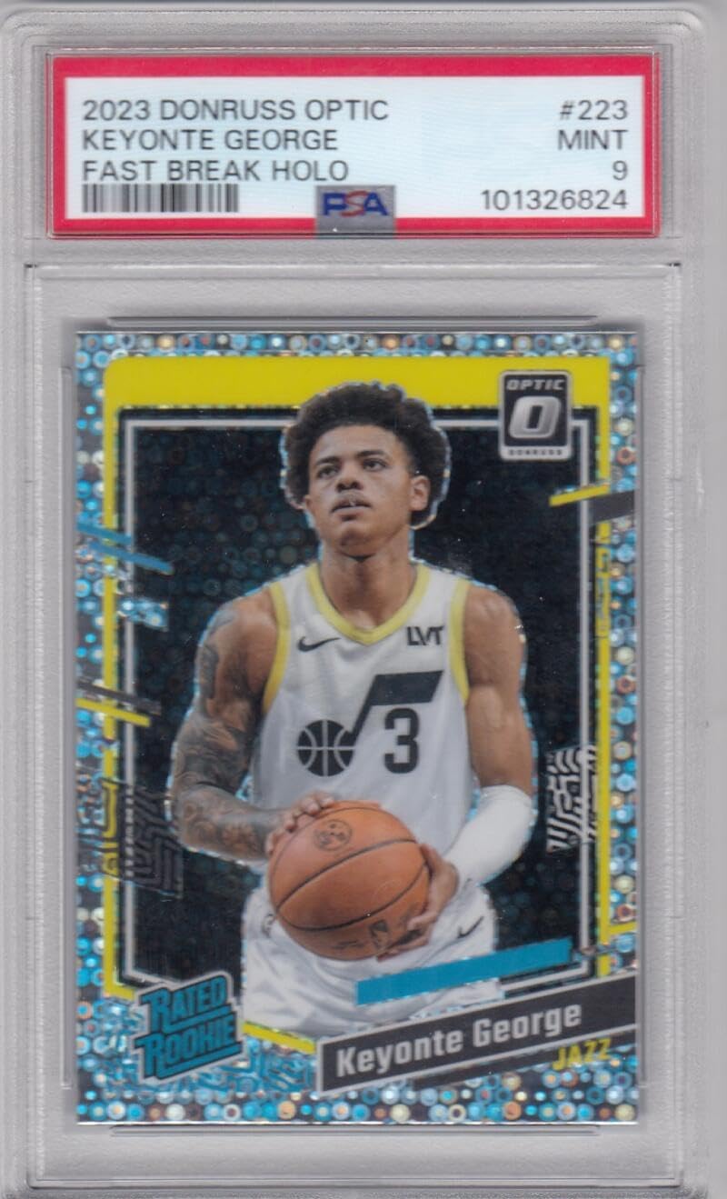Basketball Trading Card 2023-24 Donruss Optic Fast Break Holo #223 Keyonte George PSA 9 MINT RC Rookie Jazz
